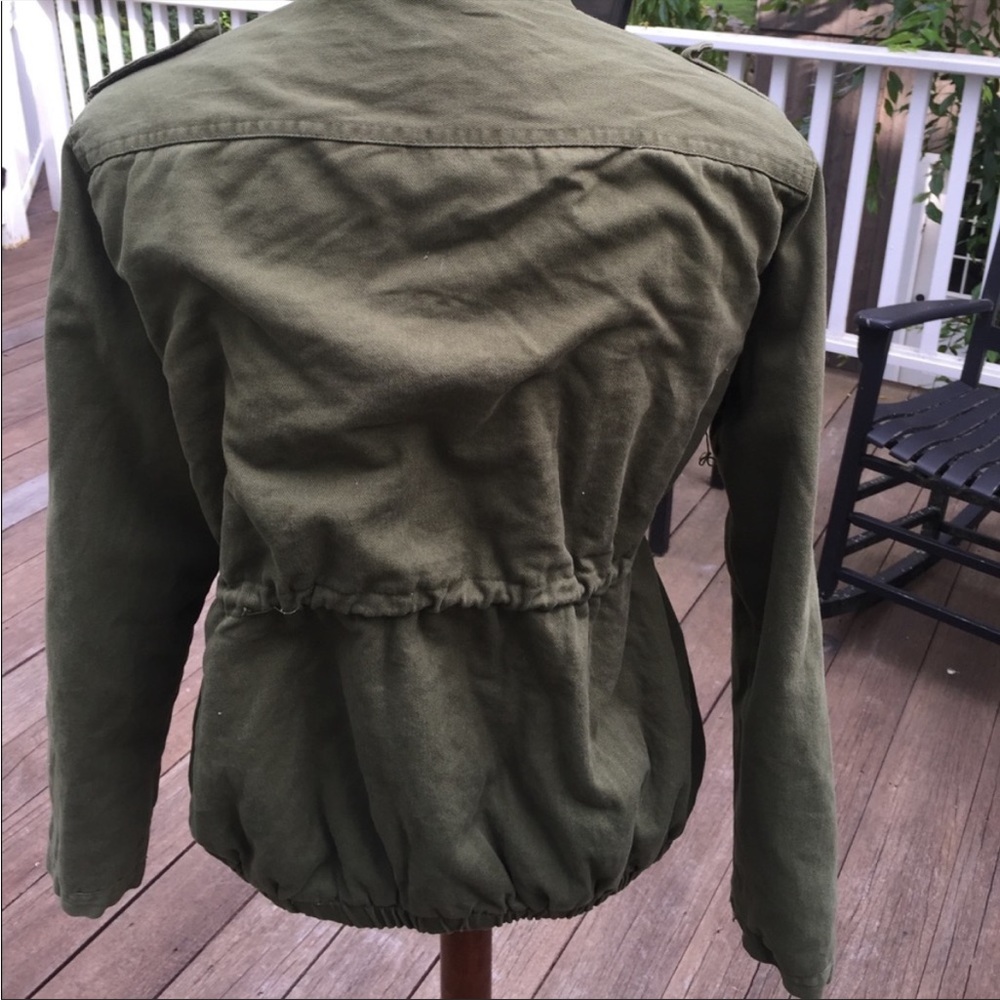 Brandy Melville Doris jacket faux fur fleece lined green one size - Picture 8 of 11